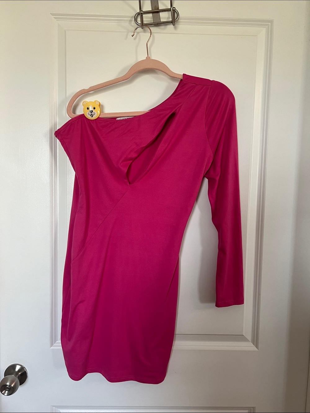 Fashion Nova One-Shoulder Magenta Bodycon Dress
